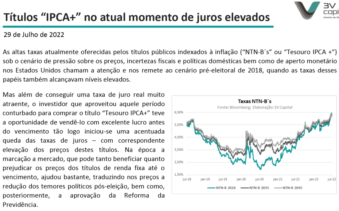 Artigo da 3V sobre Títulos Indexados à Inflação